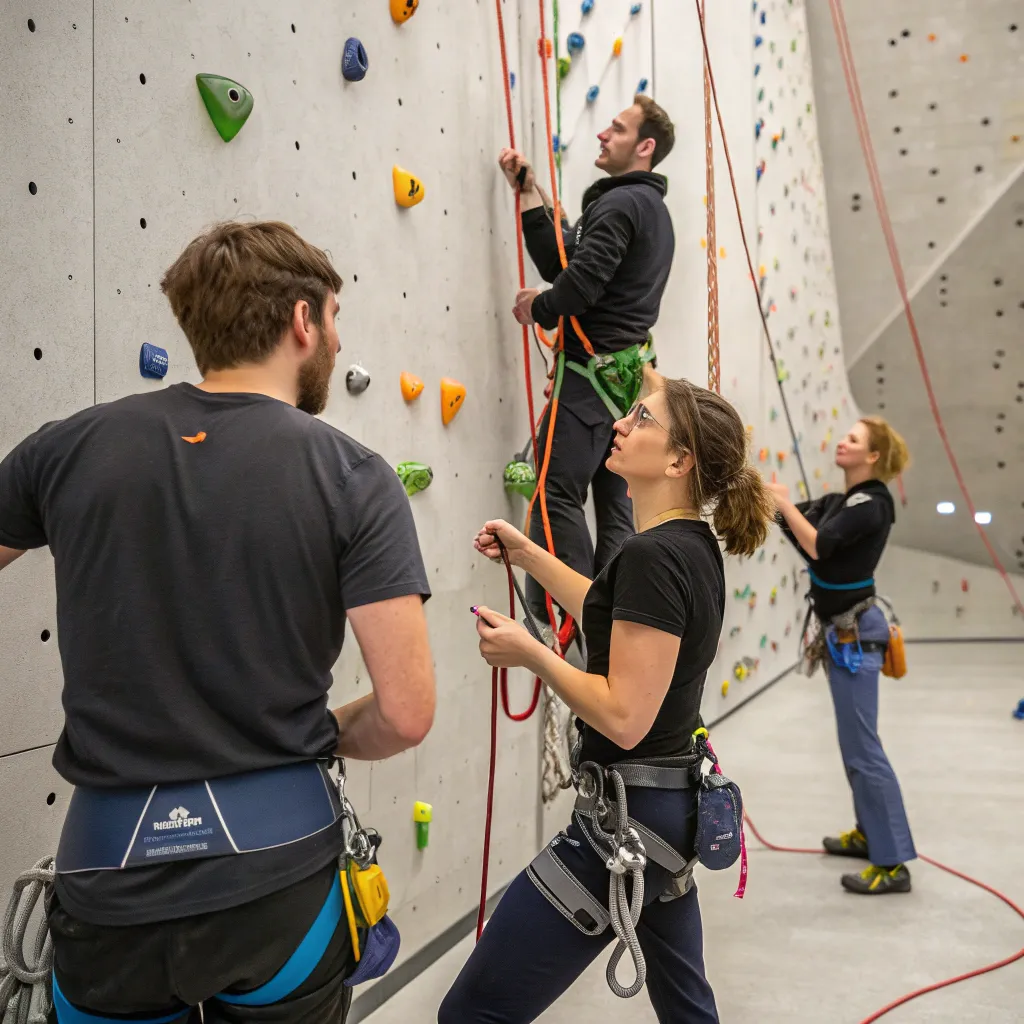 Instructors at Melrionis Climbing School during a training session